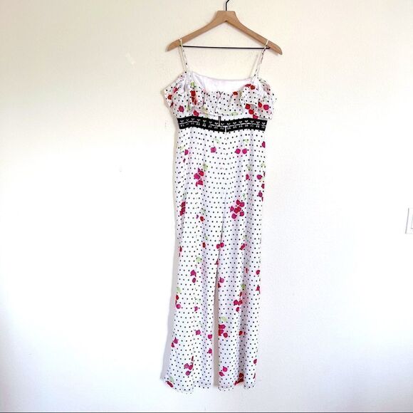 Nbd Black Red White Off Revolve Maraschino Romper/jumpsuit Cherry print size L - Picture 7 of 10